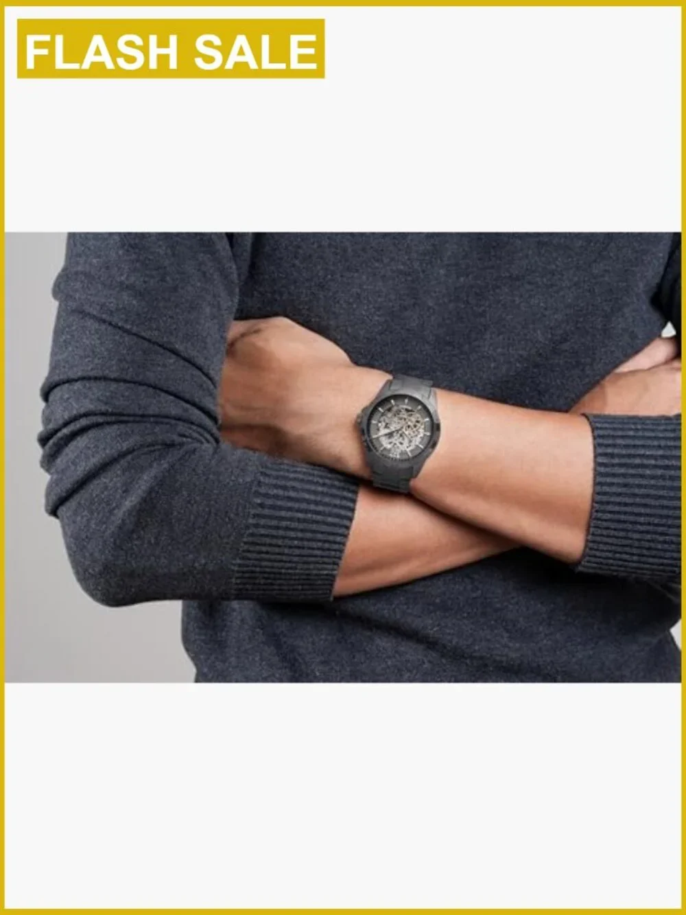 Men's Automatic Skeleton Watch Stainless Steel Water Resistant 42mm